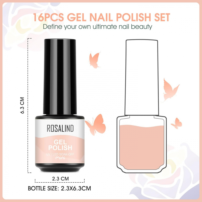 Set Oja Gel UV pentru Unghii - 12 Culori, Kit Complet pentru Manichiura Acasa, Nude Inchis [7]