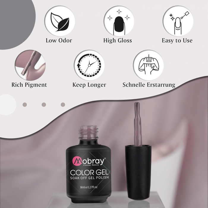 Set Oja Gel UV pentru Unghii - 6 Culori, Kit Complet pentru Manichiura Acasa, Nude [4]