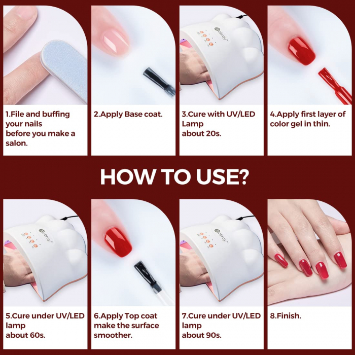 Set Oja Gel UV pentru Unghii - 6 Culori, Kit Complet pentru Manichiura Acasa, Nude [6]