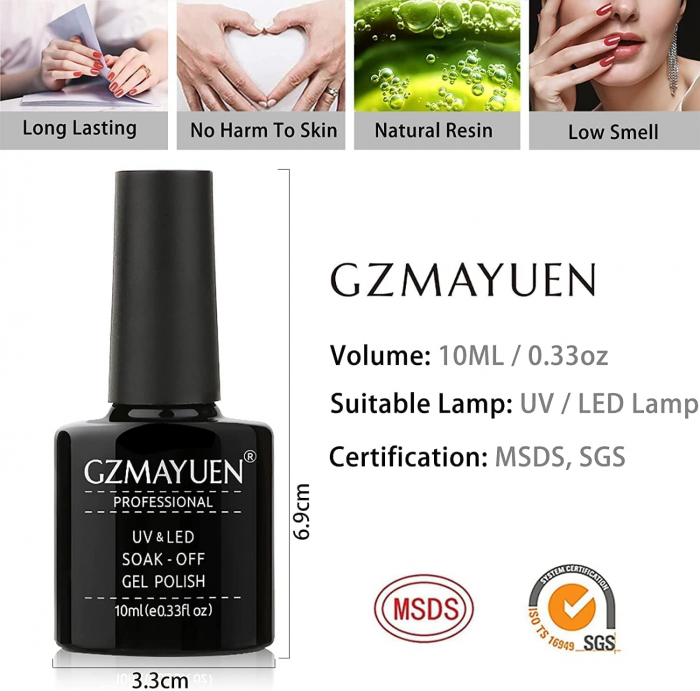 Set Oja Gel UV pentru Unghii - 6 Culori, Kit Complet pentru Manichiura Acasa, Roz/Mov [8]