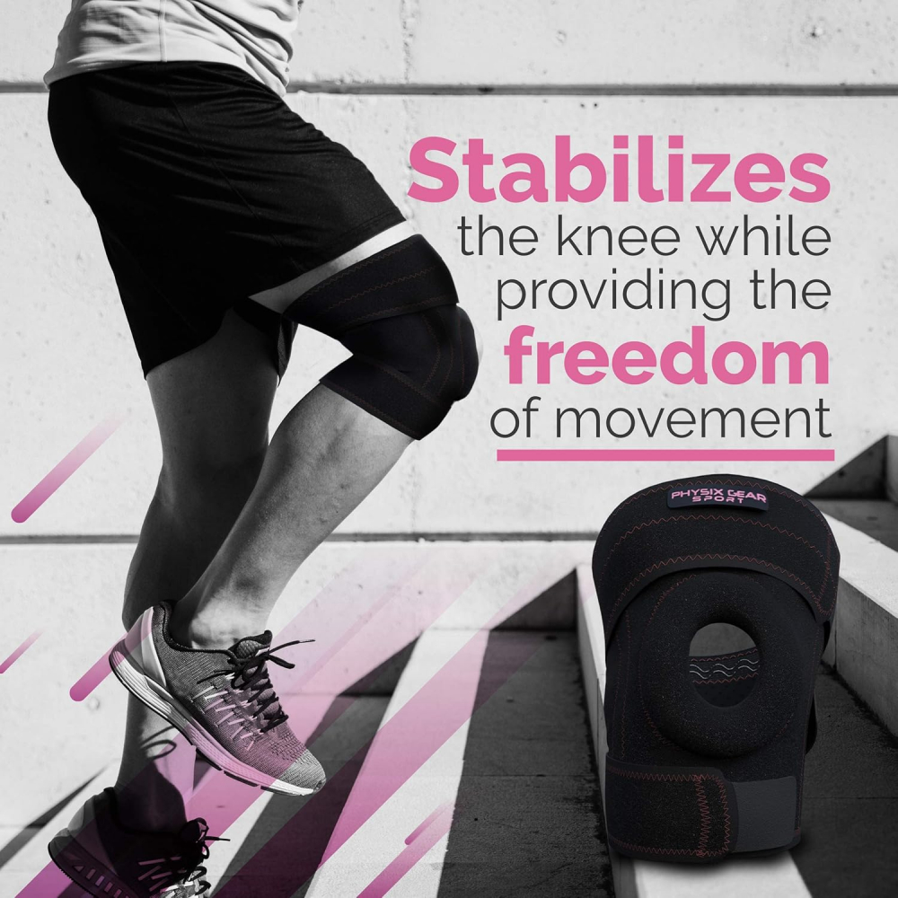Suport Genunchi Neopren Flexibil si Stabilizator - Prevenire Accidente, Reducere Durere si Imbunatatire a Miscarii – Marime XL, Unisex, Negru/Roz [3]