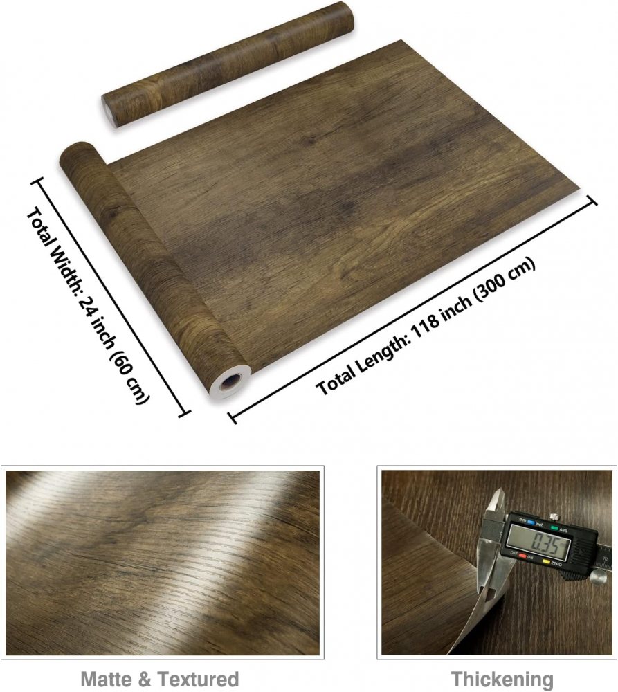 Tapet Autocolant Efect Lemn Inchis – 60cm x 300cm, Solutia Ideala pentru Renovari Rapide si Elegante [6]