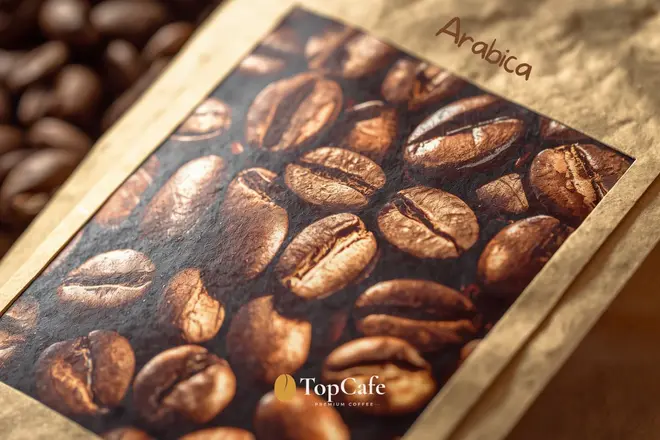 Pungă de cafea boabe cu etichetă arabica — cum citești ambalajul