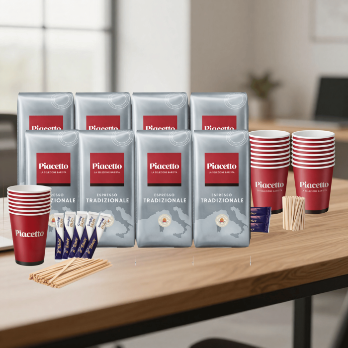 Pachet cafea Birou Corporate — Piacetto Espresso Tradizionale 8 kg + 800 pahare, 800 plicuri zahăr, 1.400 paletine [3]