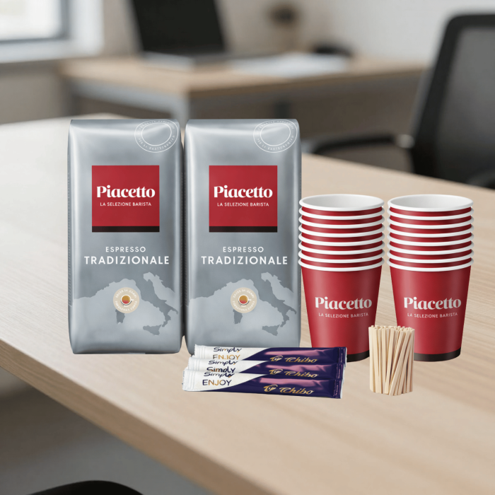 Pachet cafea birou Medium Premium — Piacetto Espresso Tradizionale 2kg + 200 pahare, 200 plicuri zahar, 1000 paletine [4]