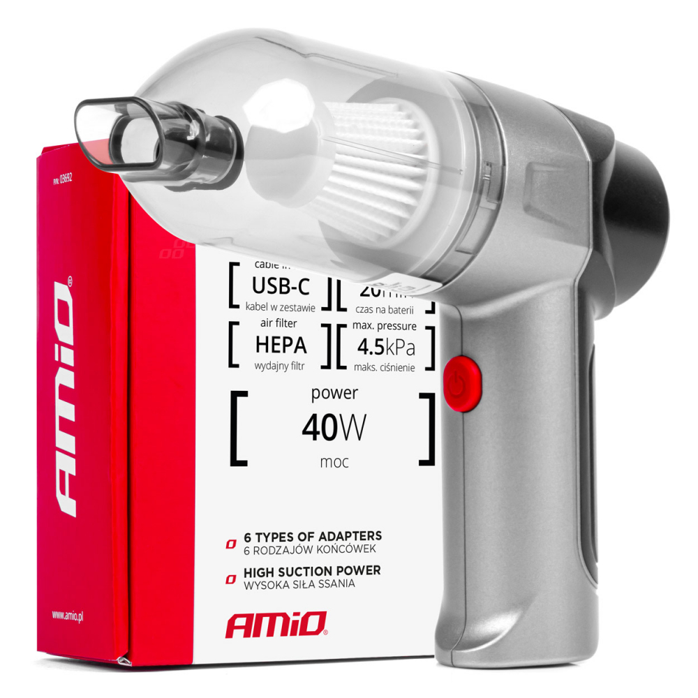 Aspirator auto fara fir, filtru HEPA, 40W, 2000mAh [10]