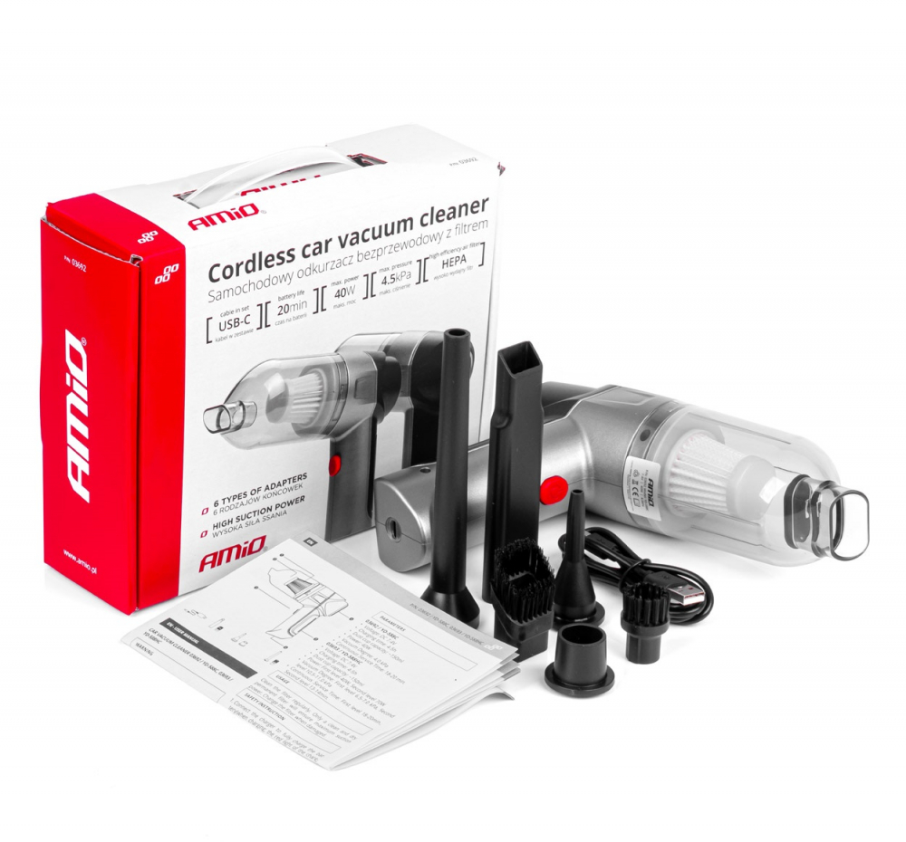 Aspirator auto fara fir, filtru HEPA, 40W, 2000mAh [7]
