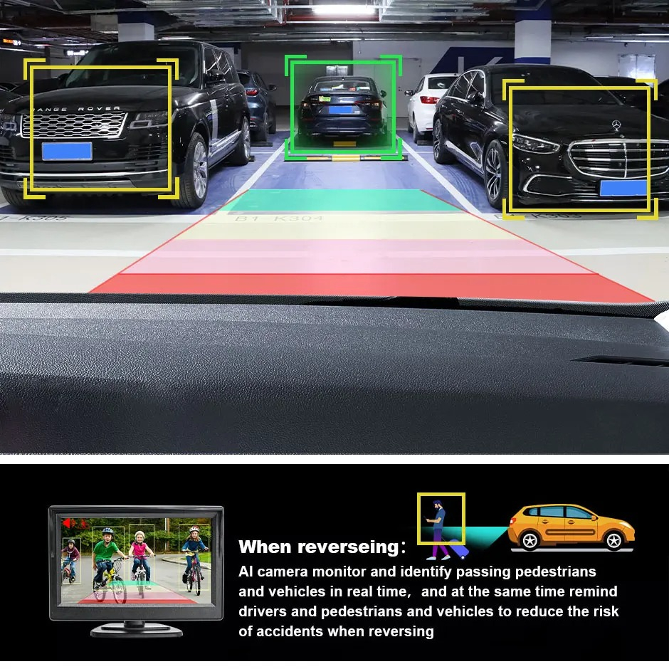 Camera marsarier auto AI inteligenta 1080p AHD, cu detectie si buzzer atentionare acustica [2]
