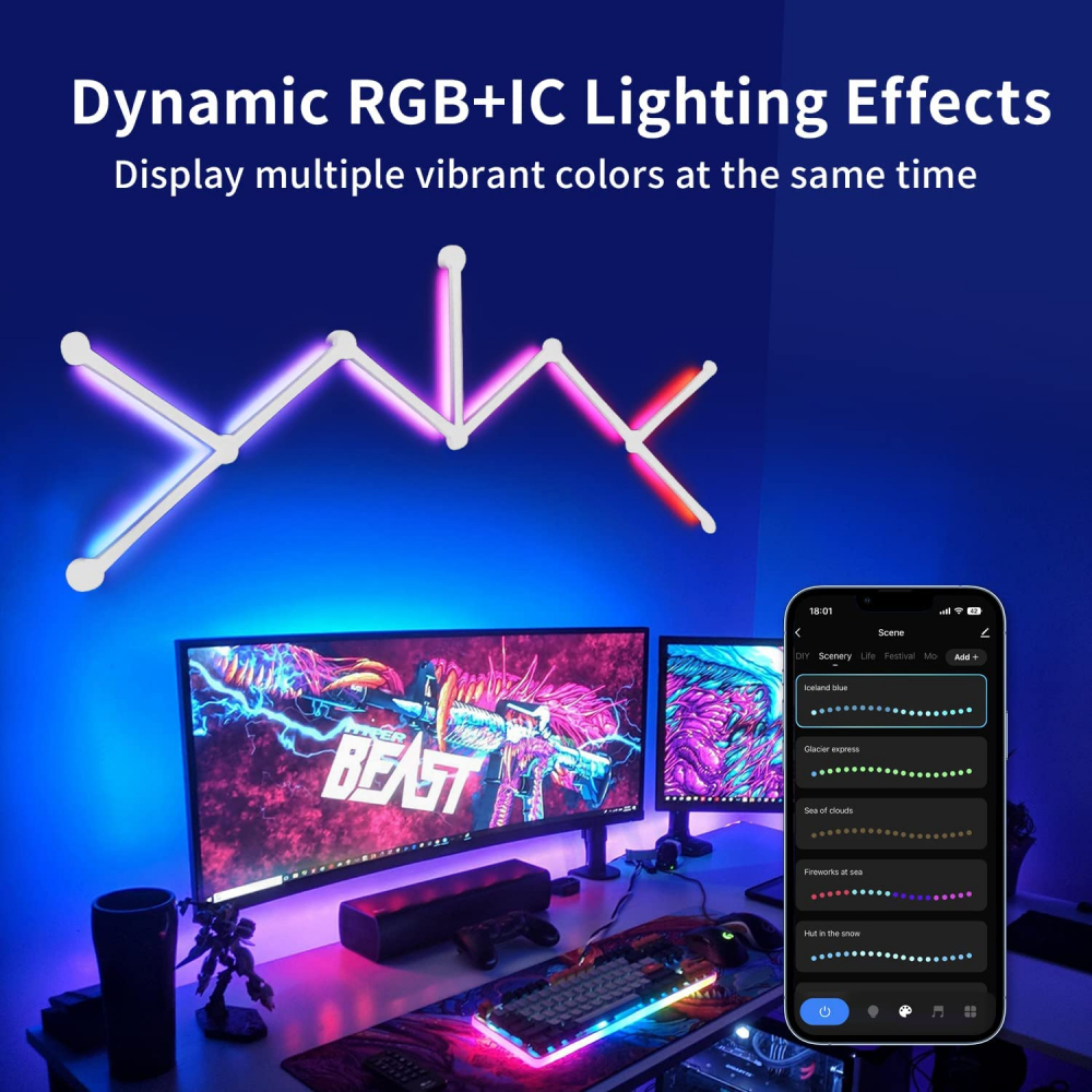 Kit 9 panouri LED RGBW luminoase modulare inteligente, wifi, bluetooth [5]