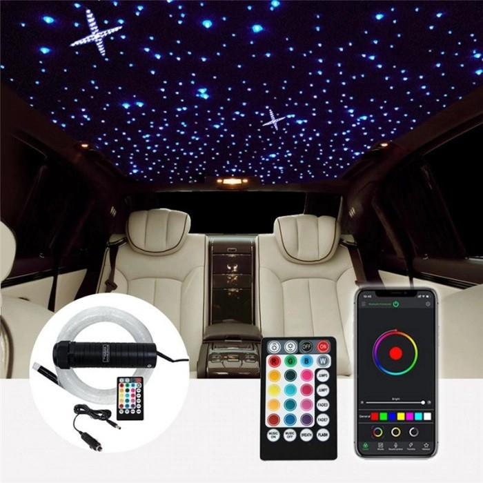 Kit Fibra Optica Plafon Instelat auto RGBW 650 Fire 3M 0.75mm cu aplicatie [5]