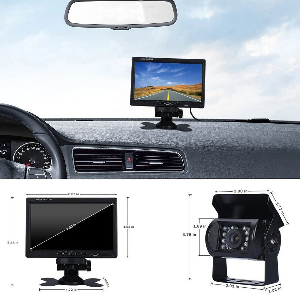 Kit marsarier camera si display de 7" 12V~24V, pentru Camioane, Autocare, Bus-uri, autoturisme [2]
