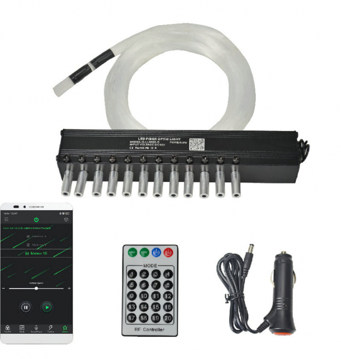 Kit Fibra Optica 3W efect stele cazatoare / meteorit, Alb, 12 canale, 60 fire la 3M [7]