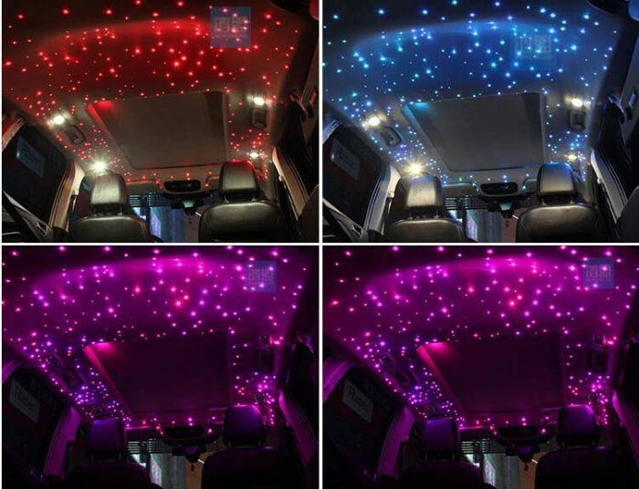 Kit Fibra Optica, Stele Plafon Instelat auto RGB Cu Telecomanda 75MM 200 Fire 2M 12V [3]