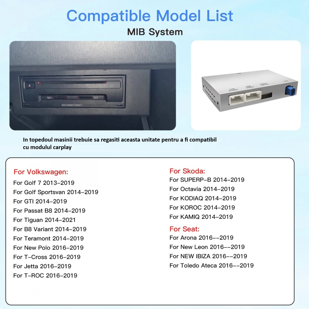 Modul CarPlay & Android Auto Wireless pentru Skoda Kamiq (2014-2019) – Conectivitate rapidă și fără cabluri [2]