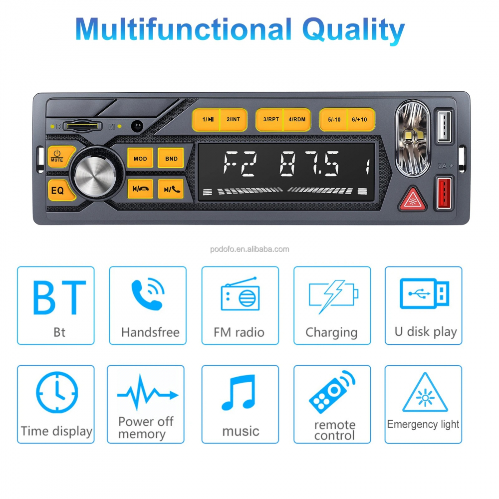 Mp3 player radio auto, bluetooth, aux, card sd, USB, bec led tastatura [7]