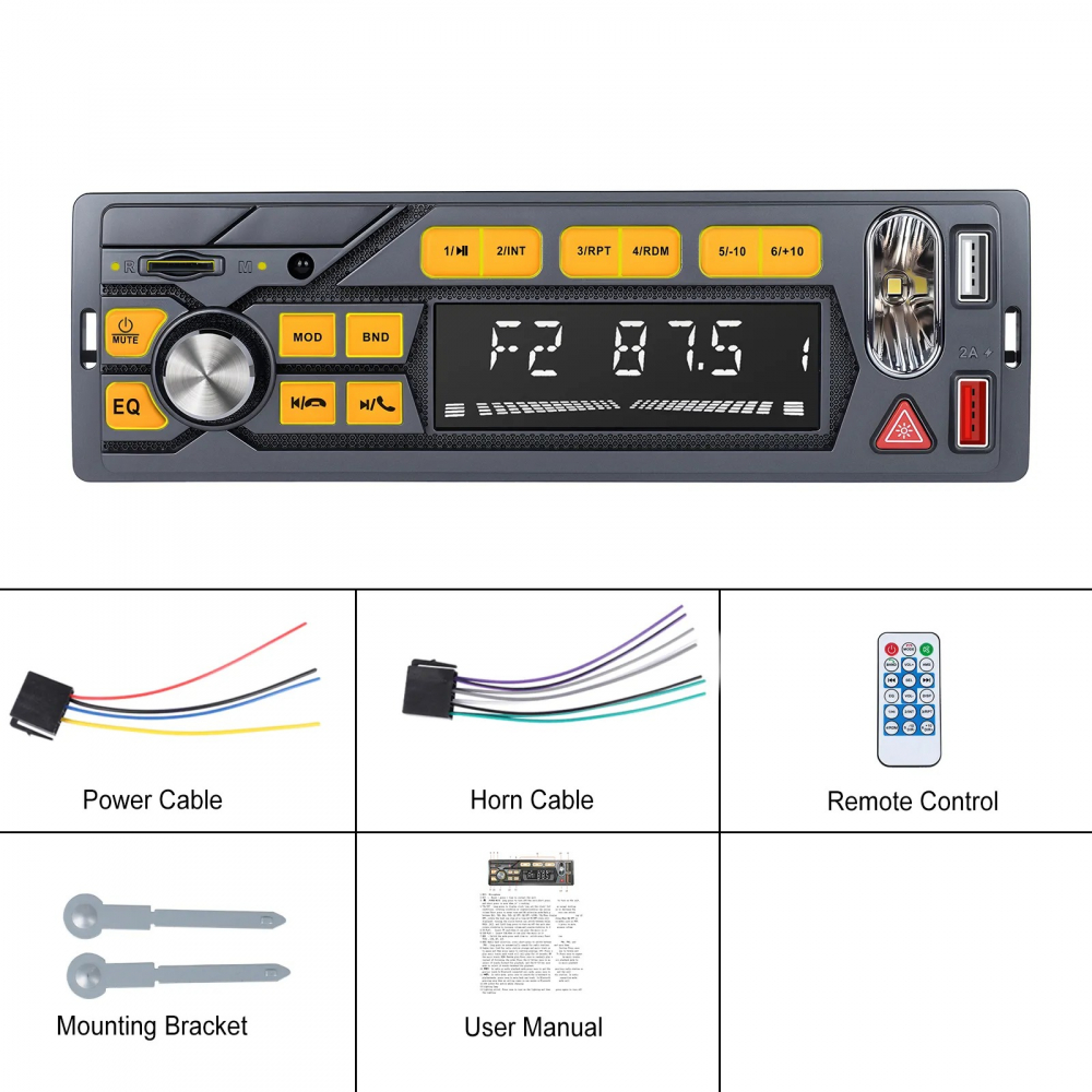 Mp3 player radio auto, bluetooth, aux, card sd, USB, bec led tastatura [5]
