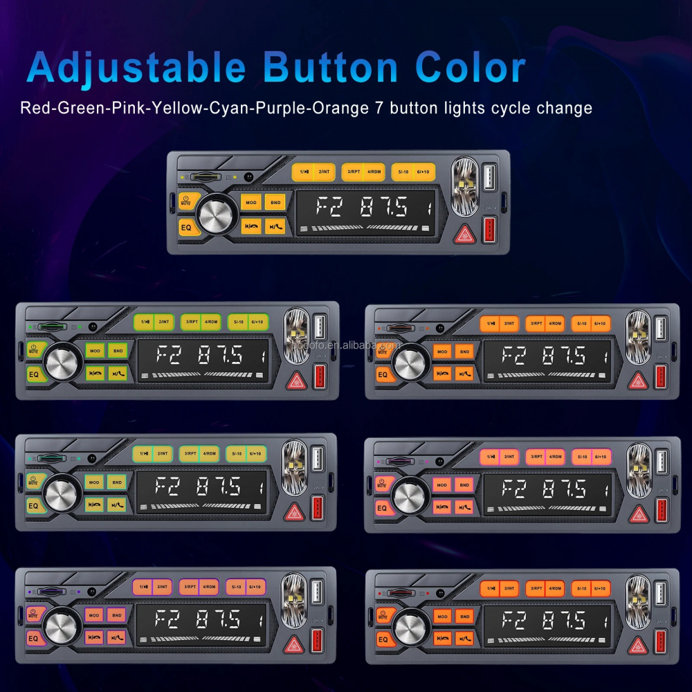 Mp3 player radio auto, bluetooth, aux, card sd, USB, bec led tastatura [4]