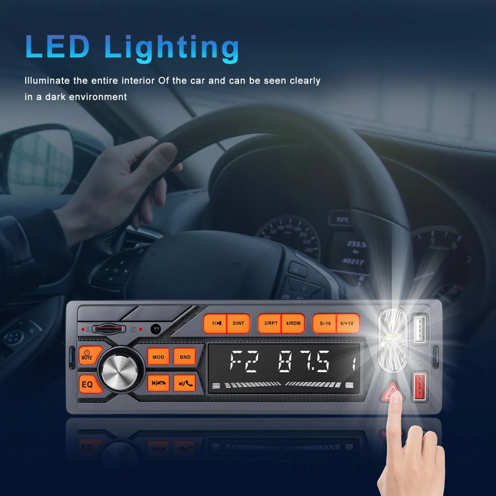 Mp3 player radio auto, bluetooth, aux, card sd, USB, bec led tastatura [2]