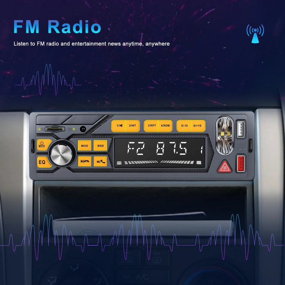Mp3 player radio auto, bluetooth, aux, card sd, USB, bec led tastatura [6]