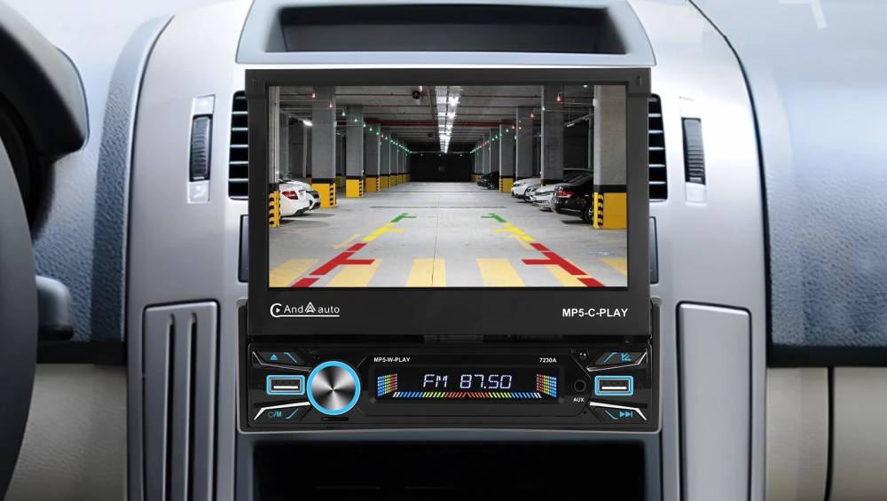 Navigatie 1DIN, Ecran retractabil automat de la buton, 2GB RAM 64GB, Android 12, Bluetooth, Wifi, Carplay / Android Auto [7]