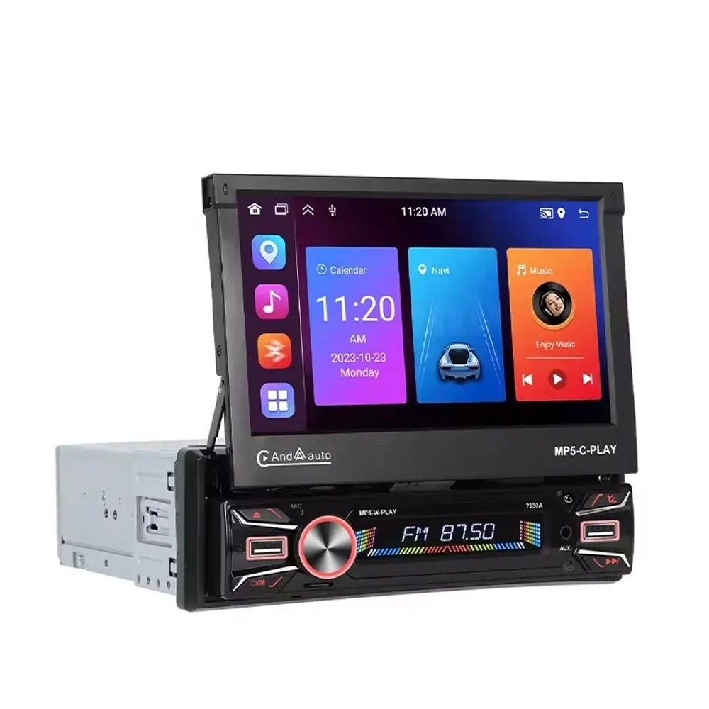 Navigatie 1DIN, Ecran retractabil automat de la buton, 2GB RAM 64GB, Android 12, Bluetooth, Wifi, Carplay / Android Auto [2]