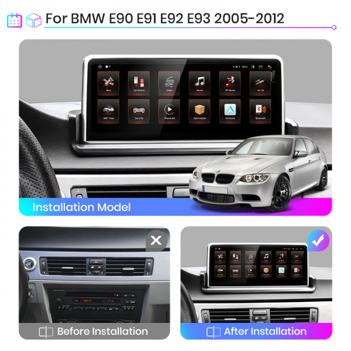 Navigatie BMW Seria 3 E90 (2004-2012), Android, 4GB RAM 64GB, 8-core [8]