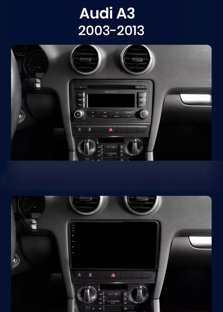 Navigatie Audi a3 2003 - 2013, Android 12, 1GB RAM 32GB, wifi, google maps, youtube, waze, bluetooth [4]