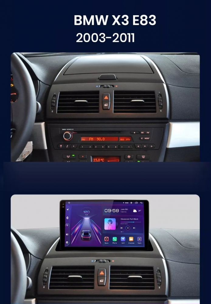 Navigatie BMW x3 E83 (2004-2012), Ecran 2K 9 inch, 8GB RAM 256GB, 8core [3]