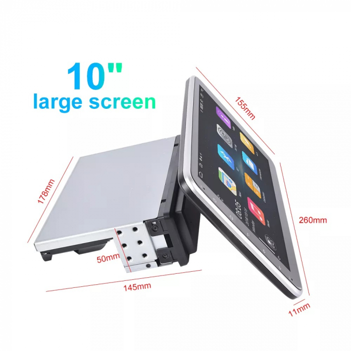 Navigatie auto 1DIN, ecran rotativ 10.1 inch, Android 11, 2GB RAM 32GB, navigatie universala 1din [3]