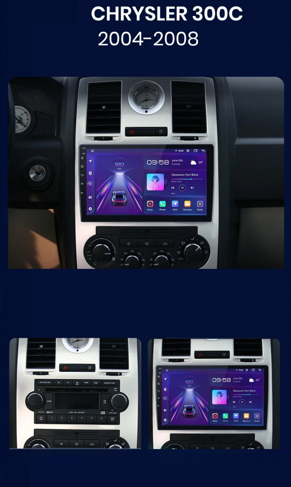 Navigatie Chrysler 300C (2004-2007), Android 12, 8GB RAM 128GB, google maps, youtube, wifi, waze, bluetooth [4]