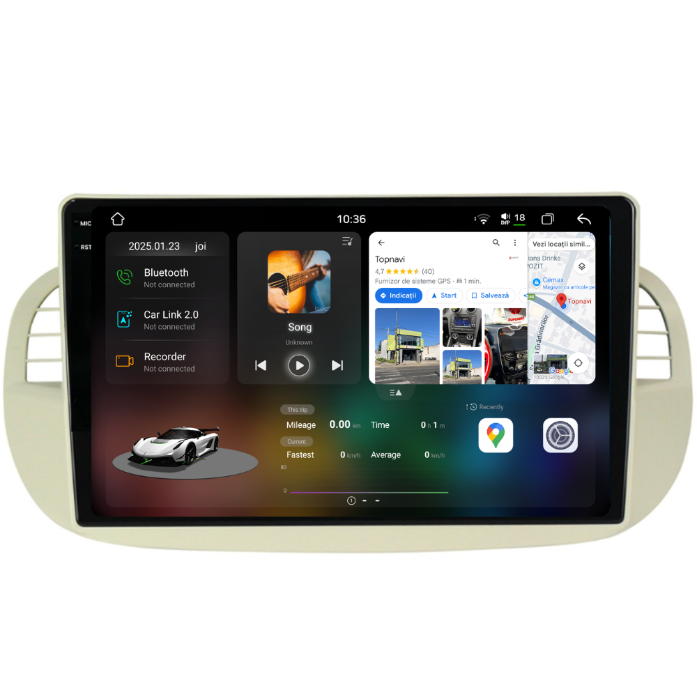 Navigatie Fiat 500 (2007-2015), Ecran 9 inch 2K, 12GB RAM 256GB, 8-core [1]