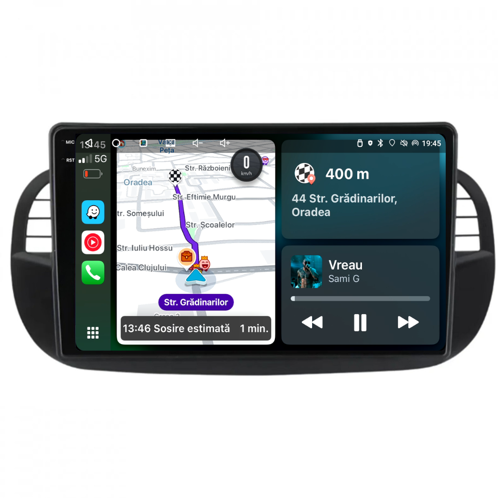 Navigatie Fiat 500 (2007-2015), Ecran 9 inch, 4GB RAM 64GB, 4-core, negru [1]