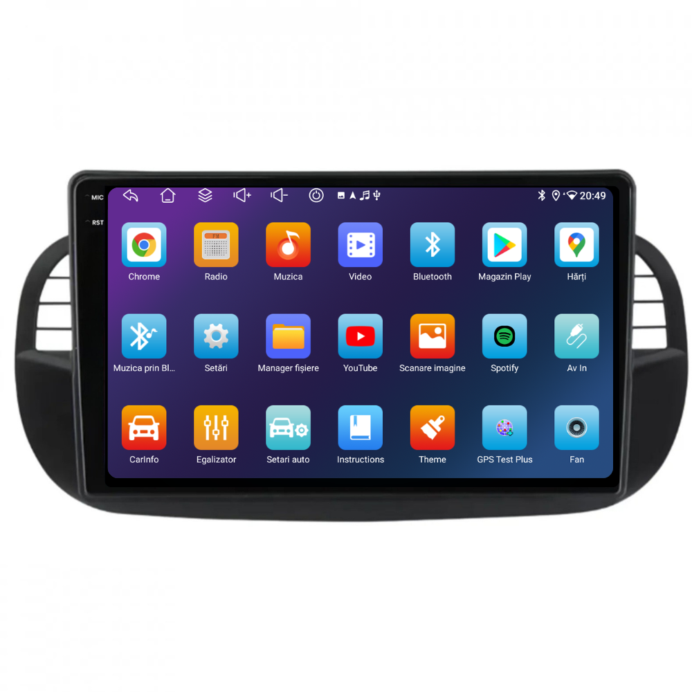 Navigatie Fiat 500 (2007-2015), Ecran 9 inch, 4GB RAM 64GB, 8-core, negru [6]