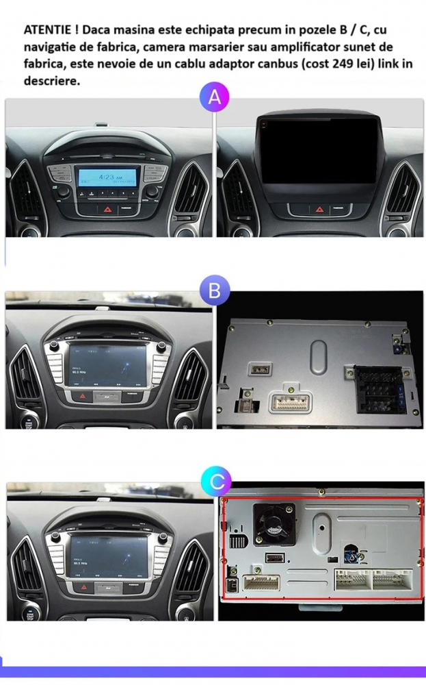 Navigatie Hyundai Tucson (2009-2015), Ecran 10 inch, 6GB RAM 128GB, 8-core [3]