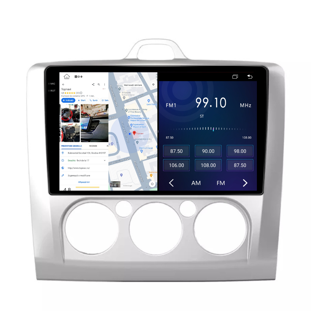 Navigatie Ford Focus 2004-2011, Android 13,Ecran 2K, 4GB RAM 64GB, Octa Core, carplay /android auto, rama argintiu AC [4]