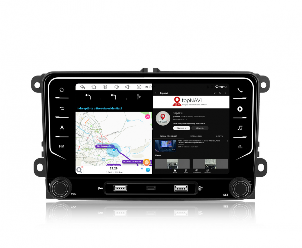 Navigatie Volkswagen, Skoda, Seat, Ecran 7 inch, 4GB RAM 64GB, butoane tactile, 4-core [3]