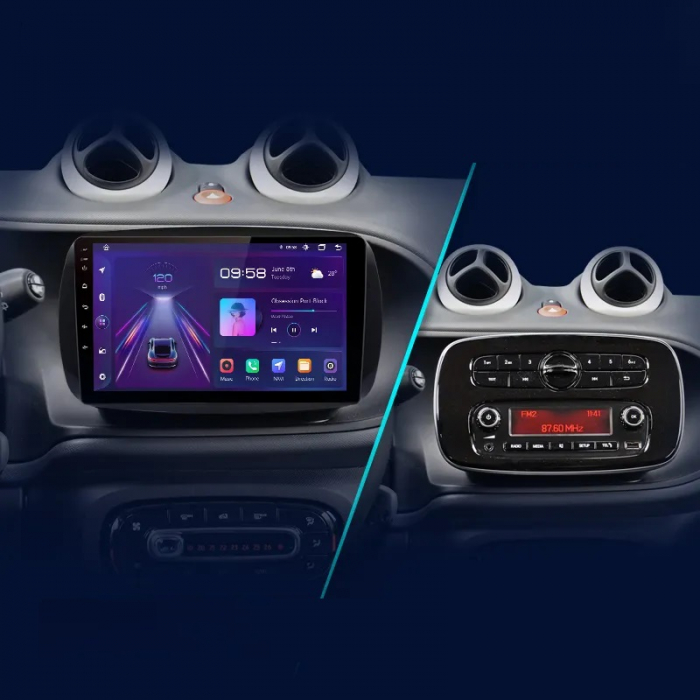 Navigatie Smart For Two (2016-2019) For Four (2016-2019), Android, 4GB RAM 64GB, carplay / android auto, waze, youtube [5]