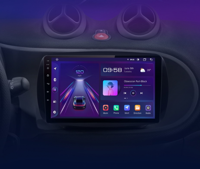 Navigatie Smart For Two (2016-2019) For Four (2016-2019), Android, 4GB RAM 64GB, carplay / android auto, waze, youtube [2]