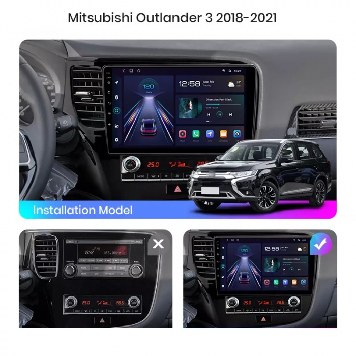 Navigatie Mitsubishi Outlander 20182021, Android 12, 1GB RAM 32GB