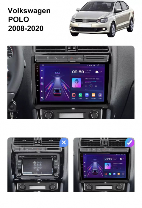 Navigatie Volkswagen Polo 2009-2017, Android 11, 2GB RAM 32GB, google maps, youtube, wifi, waze, bluetooth [3]