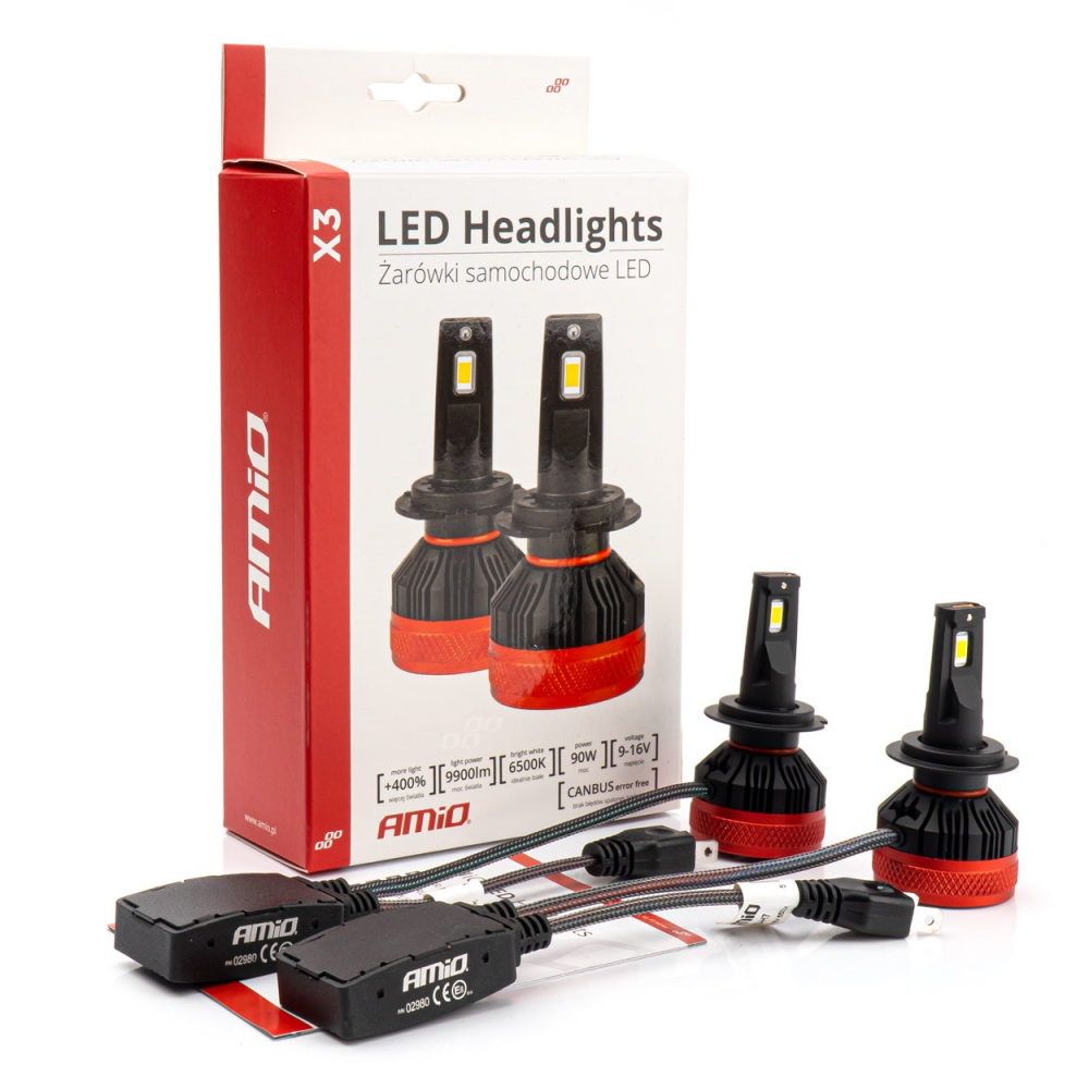 Set 2 becuri LED seria X3 , tip bec H7 6500K 90W [6]