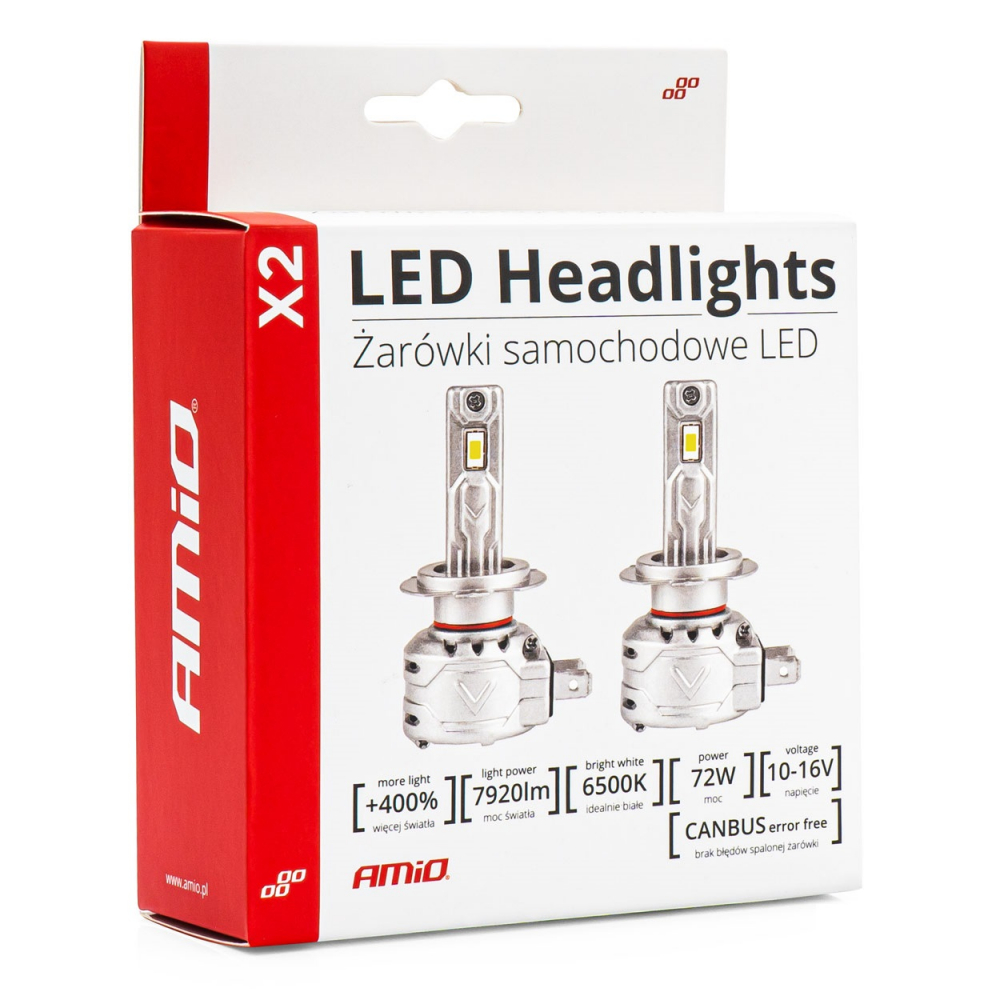 Set 2 becuri LED seria X2 , tip bec H7 6500K 72W [4]