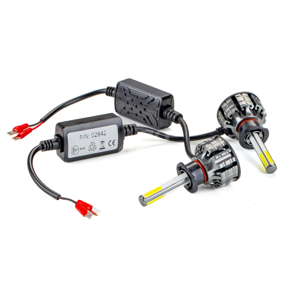 Set 2 buc. bec led H1, 6500K, led COB cu ventilator, 12-24V [6]