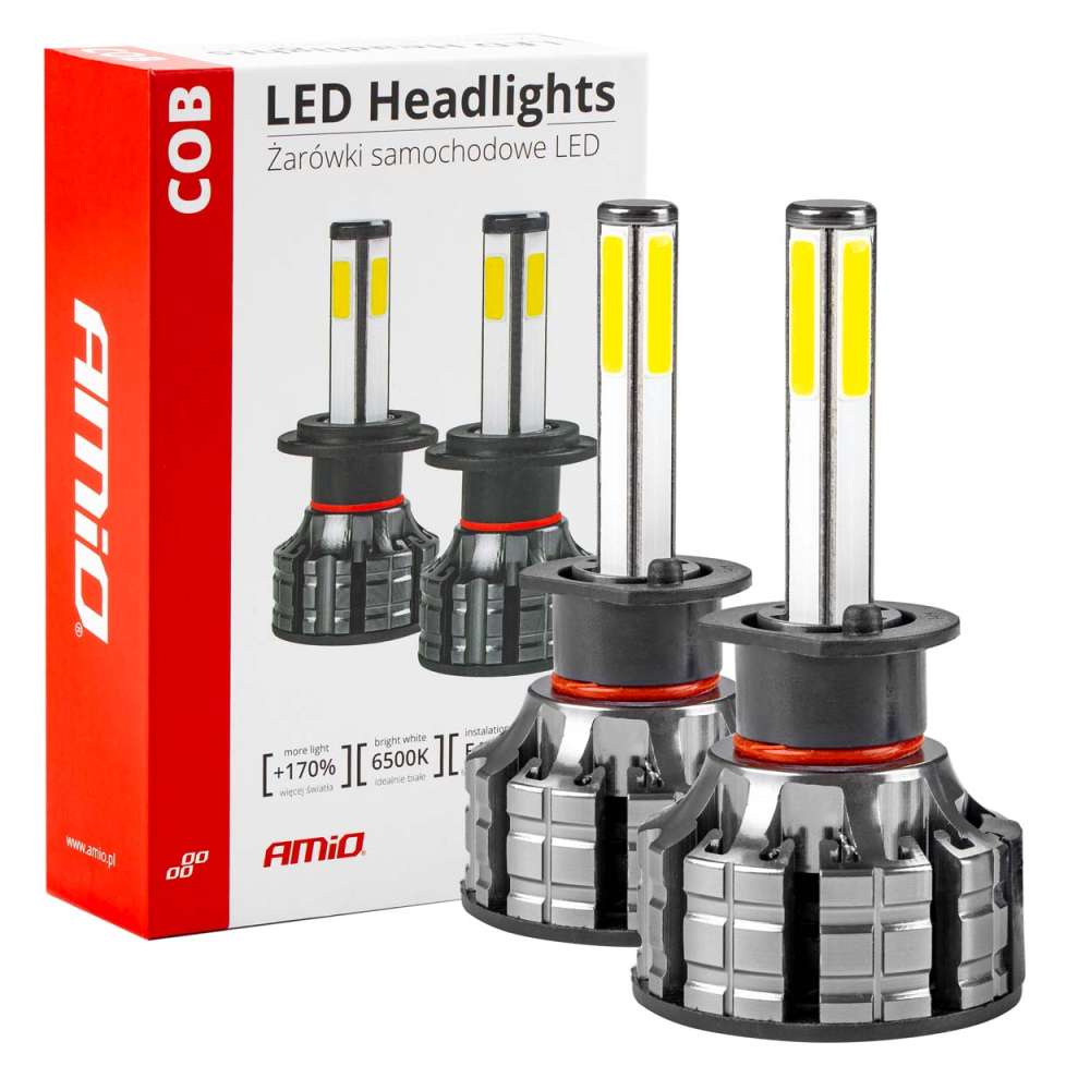 Set 2 buc. bec led H1, 6500K, led COB cu ventilator, 12-24V [1]