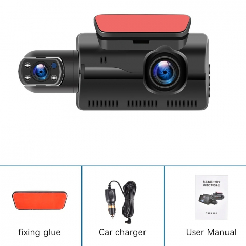 Cameră DVR Auto Full HD – Duală, Filmare Față + Interior, Detectare Impact [2]