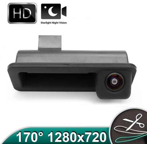 Ford - Camera marsarier HD, unghi 170 grade cu StarLight Night Vision pentru Ford Mondeo MK4, Focus MK2, Fiesta, Smax, Fusion pe manerul de la hayon