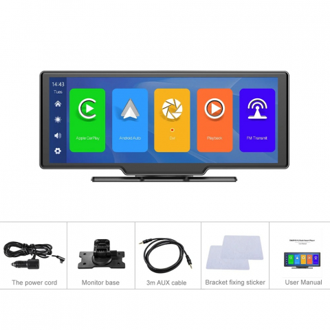 Navigatie auto universala - Carplay / android auto wireless portabil, ecran 10.26 inch