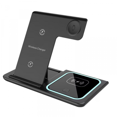 Incarcator wireless 15W 3in1 pentru telefon, ceas si casti, intrare USB Type C [1]