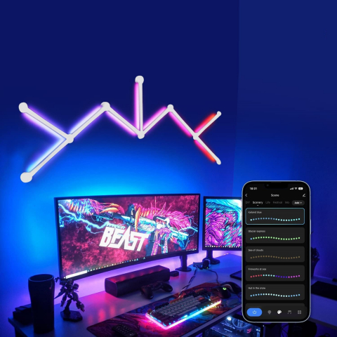 Kit 9 panouri LED RGBW luminoase modulare inteligente, wifi, bluetooth [3]