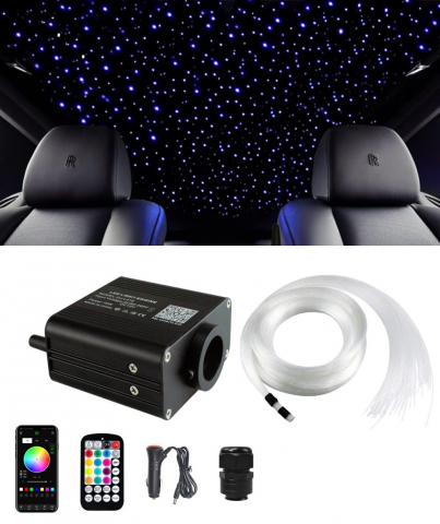 Accesorii interior - Kit fibra optica plafon instelat auto 16W, TWINKLE, 550 fire, 3 metri cu aplicatie telefon